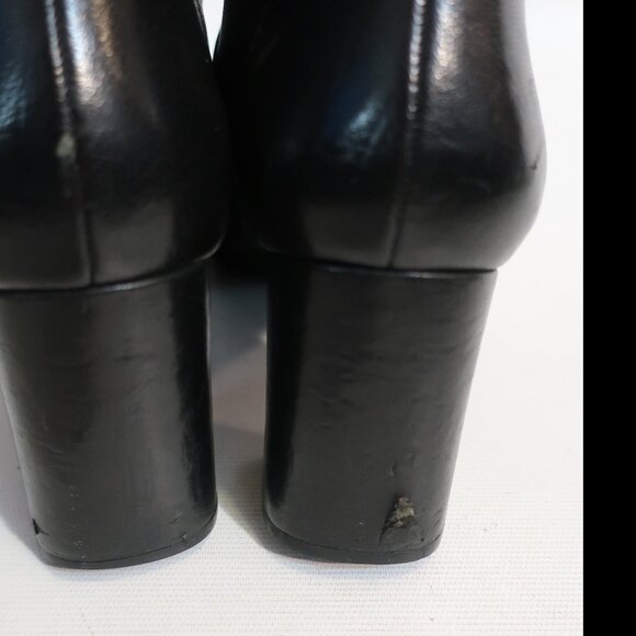 Womens Chanel Black Block Heel Interlocked CC Leather Ankle Booties 40 US/9.5-10 - Picture 9 of 14